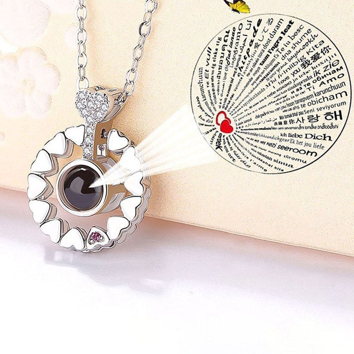 100 Languages I Love You Projection Pendant Necklace Women Clavicle Chain Gift Image 4