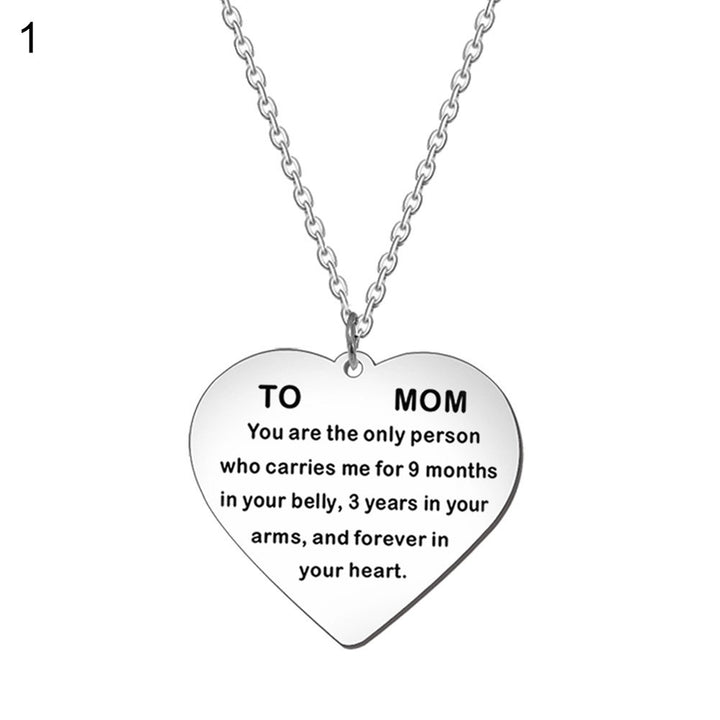 English Letter To Mom Necklace Love Heart Pendant Chain Keychain Key Ring Gift Image 2