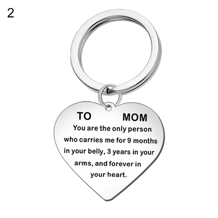 English Letter To Mom Necklace Love Heart Pendant Chain Keychain Key Ring Gift Image 4