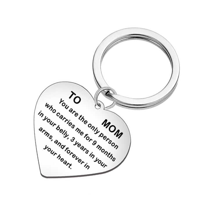 English Letter To Mom Necklace Love Heart Pendant Chain Keychain Key Ring Gift Image 4