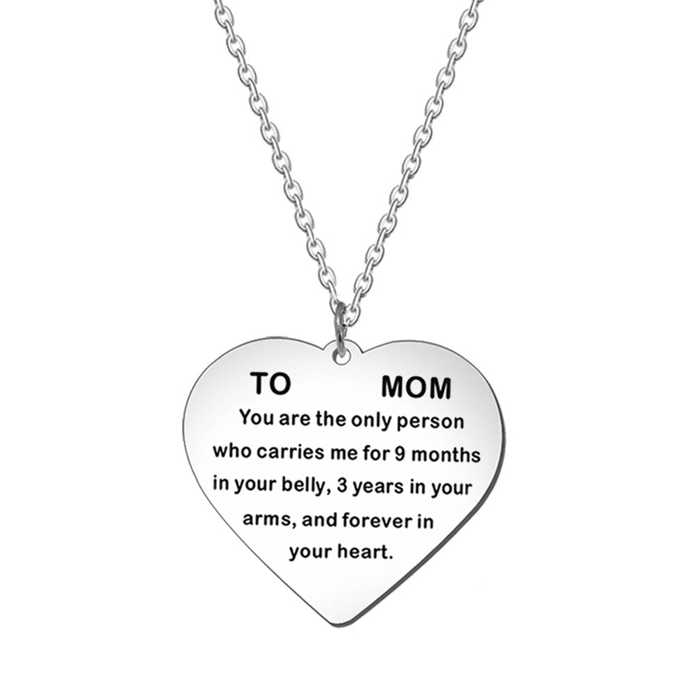 English Letter To Mom Necklace Love Heart Pendant Chain Keychain Key Ring Gift Image 6