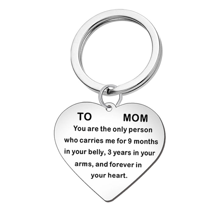 English Letter To Mom Necklace Love Heart Pendant Chain Keychain Key Ring Gift Image 7