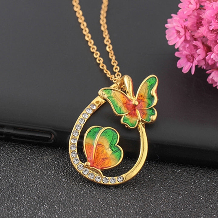 Fashion Women Butterfly Rhinestone Hollow Drop Pendant Necklace Jewelry Gift Image 1