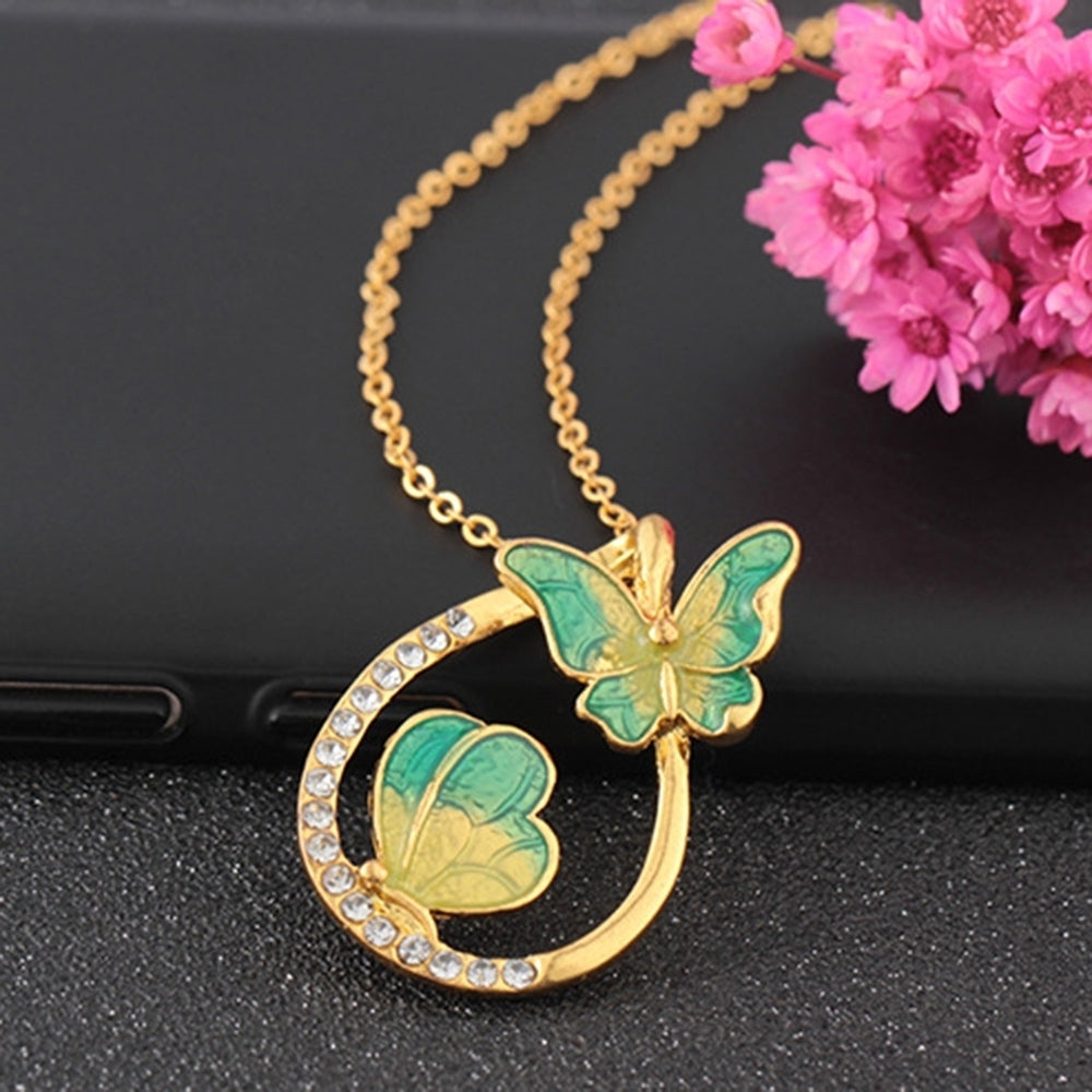 Fashion Women Butterfly Rhinestone Hollow Drop Pendant Necklace Jewelry Gift Image 2