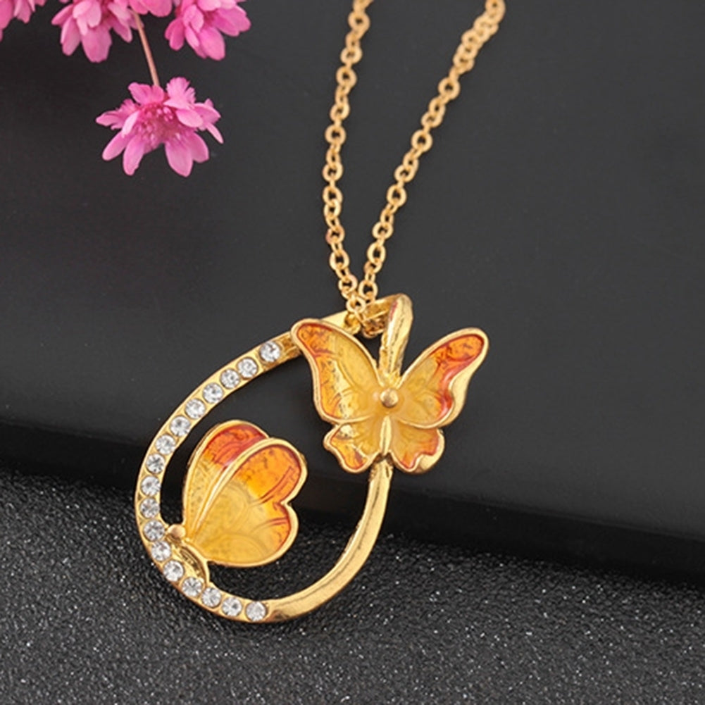 Fashion Women Butterfly Rhinestone Hollow Drop Pendant Necklace Jewelry Gift Image 3