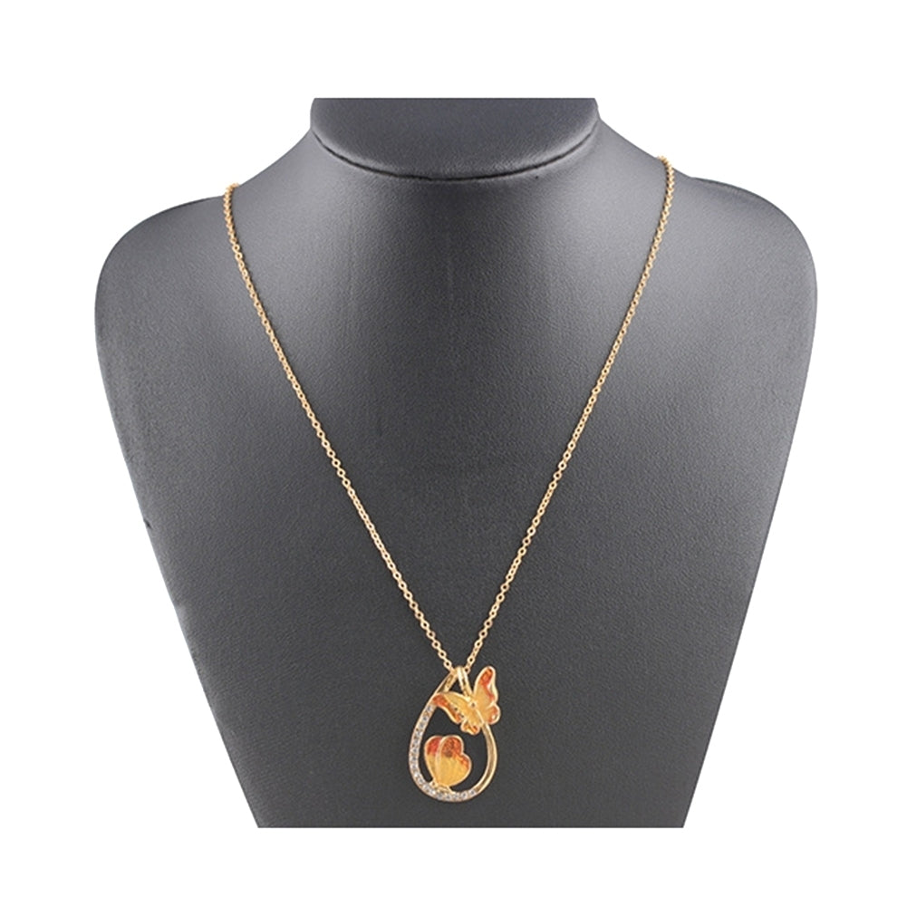 Fashion Women Butterfly Rhinestone Hollow Drop Pendant Necklace Jewelry Gift Image 4