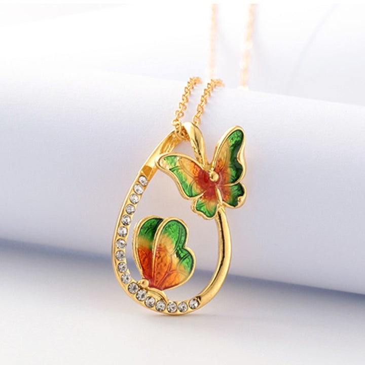 Fashion Women Butterfly Rhinestone Hollow Drop Pendant Necklace Jewelry Gift Image 4