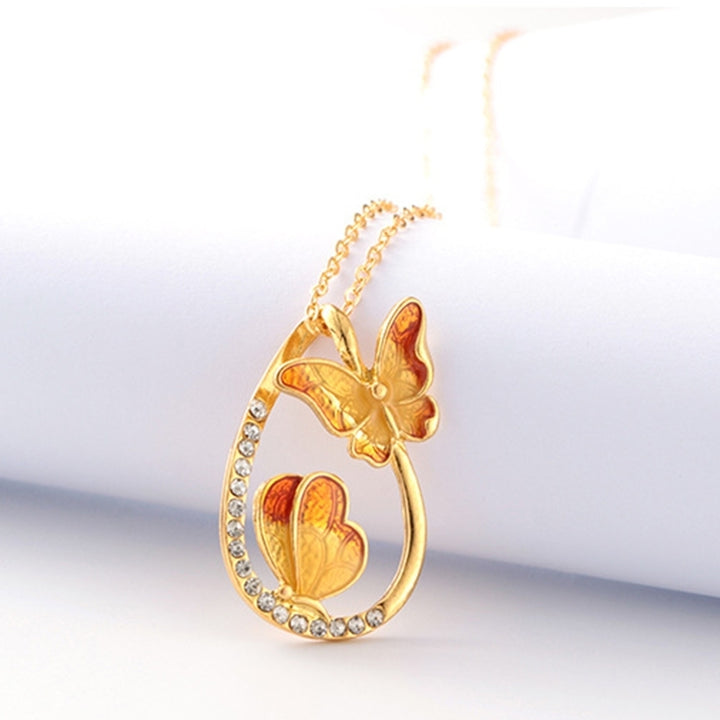 Fashion Women Butterfly Rhinestone Hollow Drop Pendant Necklace Jewelry Gift Image 7