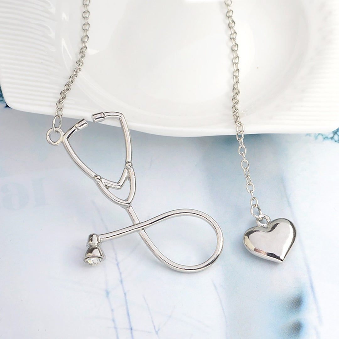 Necklace Stethoscope Shaped Sturdy Alloy Stethoscope Lariat Necklace for Gifts Image 4