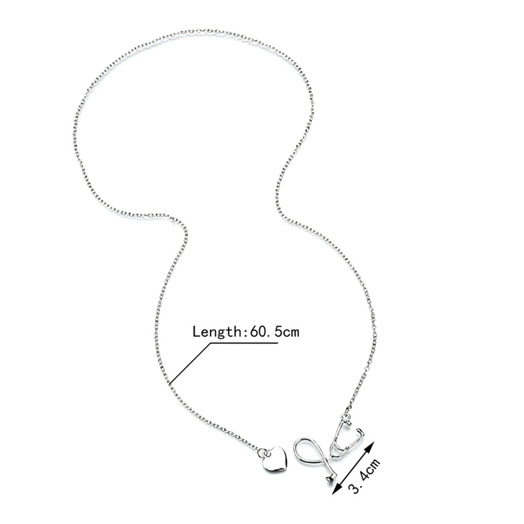 Necklace Stethoscope Shaped Sturdy Alloy Stethoscope Lariat Necklace for Gifts Image 4