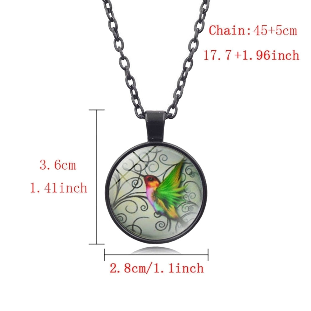 Fashion Women Green Hummingbird Cabochon Glass Pendant Necklace Jewelry Gift Image 4