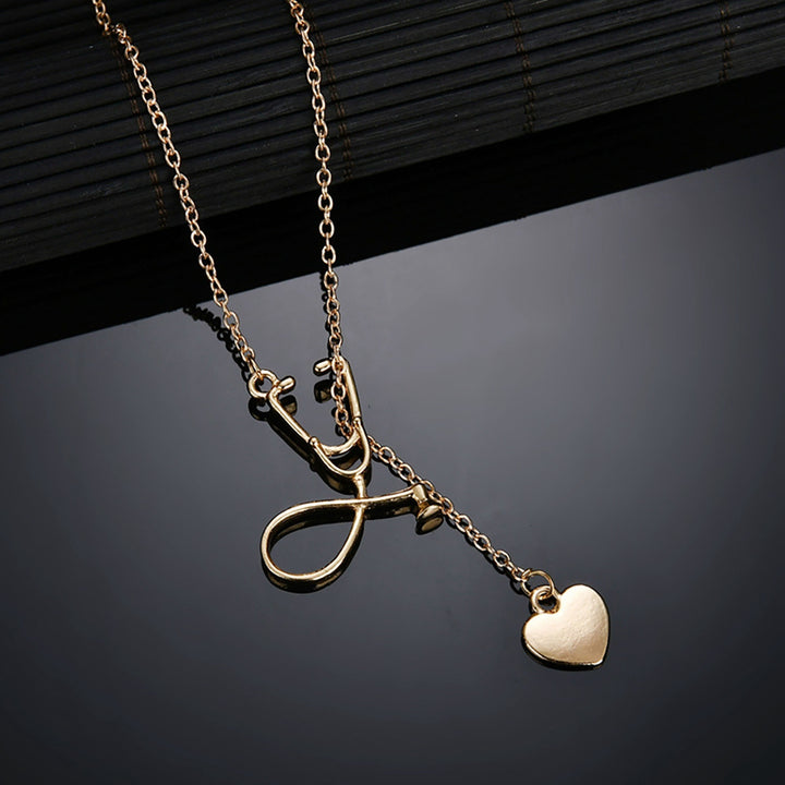 Necklace Stethoscope Shaped Sturdy Alloy Stethoscope Lariat Necklace for Gifts Image 8