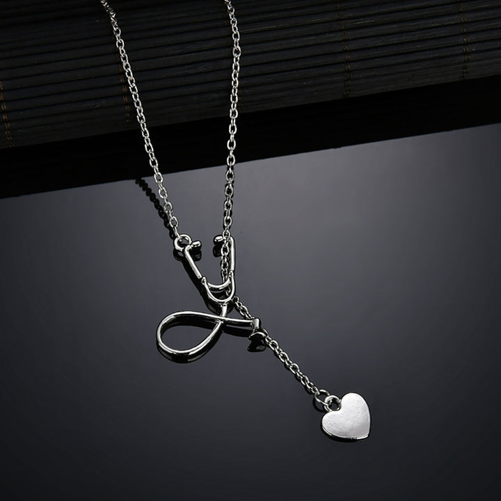 Necklace Stethoscope Shaped Sturdy Alloy Stethoscope Lariat Necklace for Gifts Image 9