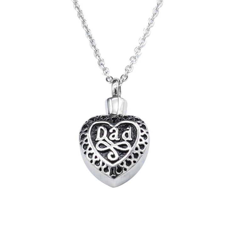 Heart Shape Dad Keepsake Ashes Cremation Pendant Memorial Urn Necklace Jewelry Image 1