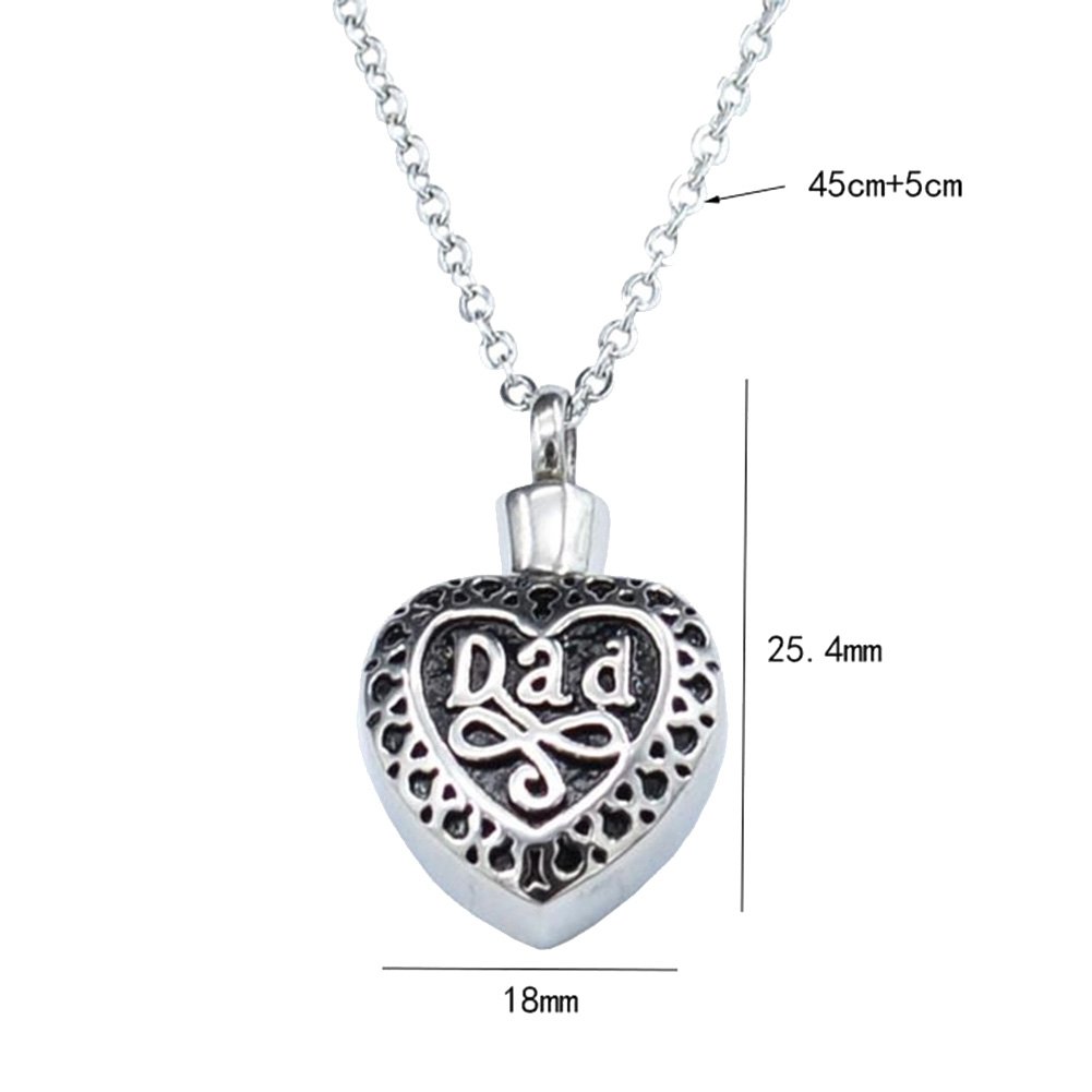 Heart Shape Dad Keepsake Ashes Cremation Pendant Memorial Urn Necklace Jewelry Image 7