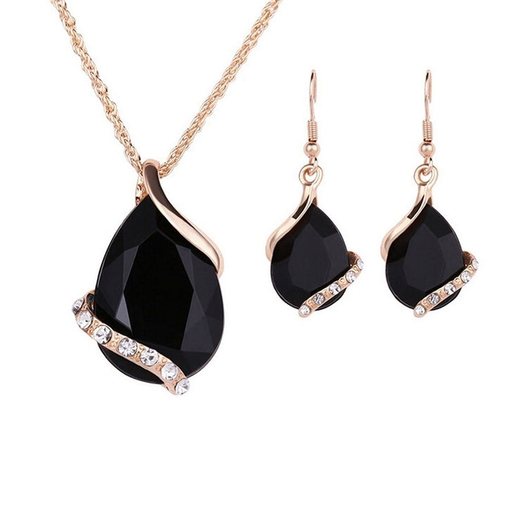 3Pcs Fashion Women Rhinestone Necklace Hook Earrings Party Prom Jewelry Gift Set Image 1