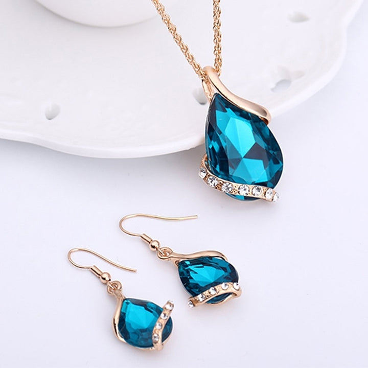 3Pcs Fashion Women Rhinestone Necklace Hook Earrings Party Prom Jewelry Gift Set Image 11