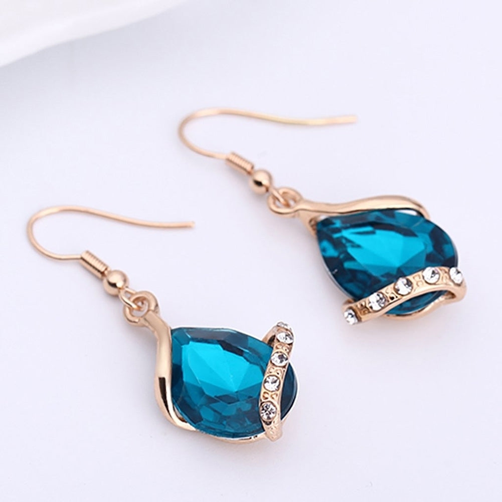 3Pcs Fashion Women Rhinestone Necklace Hook Earrings Party Prom Jewelry Gift Set Image 12