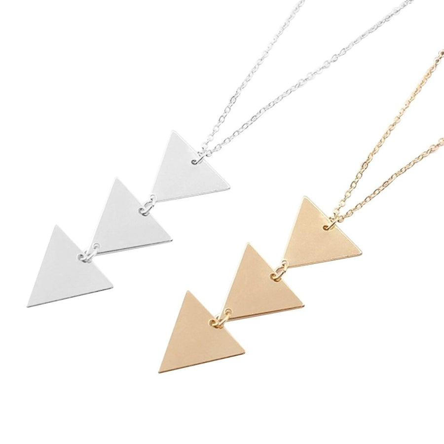 Fashion Geometric Triangle Pendant Long Chain Women Sweater Necklace Jewelry Image 1