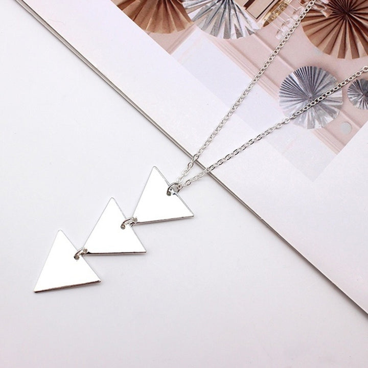 Fashion Geometric Triangle Pendant Long Chain Women Sweater Necklace Jewelry Image 4