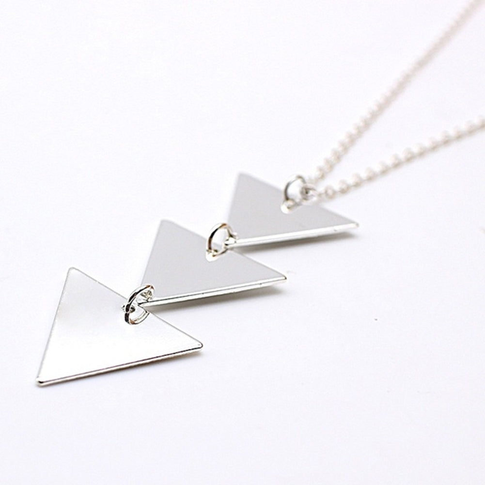 Fashion Geometric Triangle Pendant Long Chain Women Sweater Necklace Jewelry Image 6