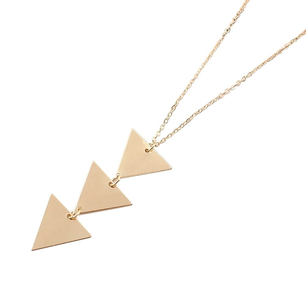 Fashion Geometric Triangle Pendant Long Chain Women Sweater Necklace Jewelry Image 7