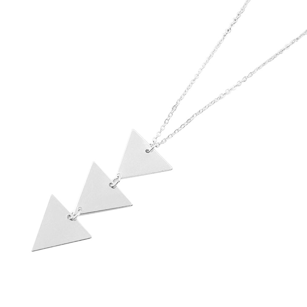 Fashion Geometric Triangle Pendant Long Chain Women Sweater Necklace Jewelry Image 8