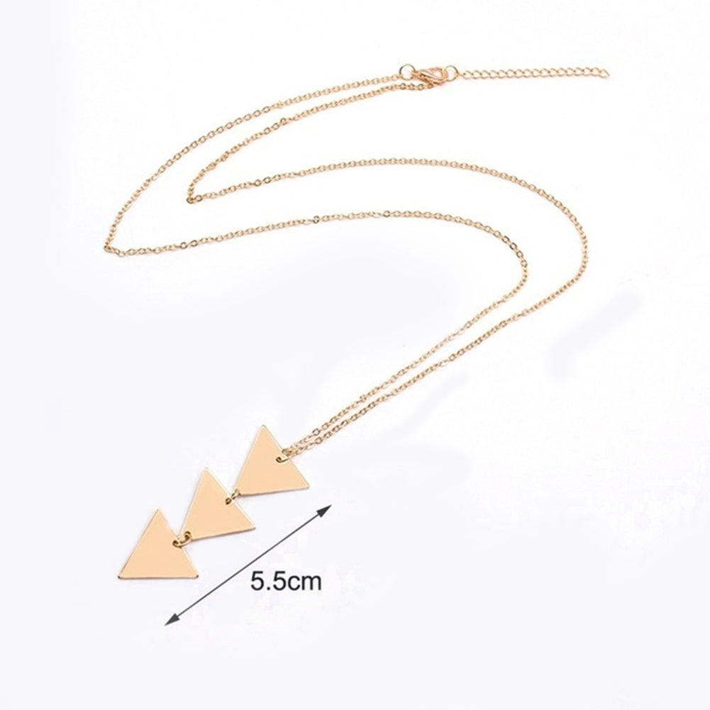 Fashion Geometric Triangle Pendant Long Chain Women Sweater Necklace Jewelry Image 9