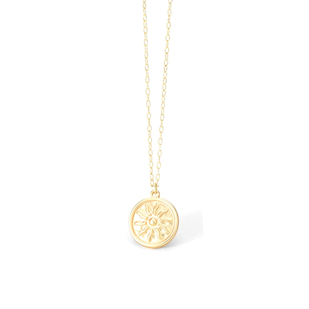 Round Coin Sun Pattern Pendant Necklace Women Party Chain Jewelry Birthday Gifts Image 7