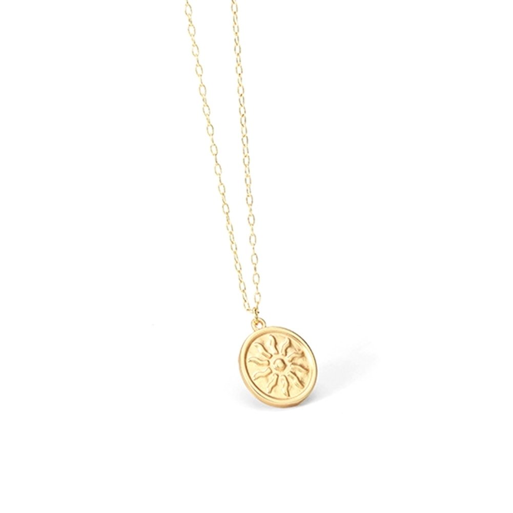 Round Coin Sun Pattern Pendant Necklace Women Party Chain Jewelry Birthday Gifts Image 8