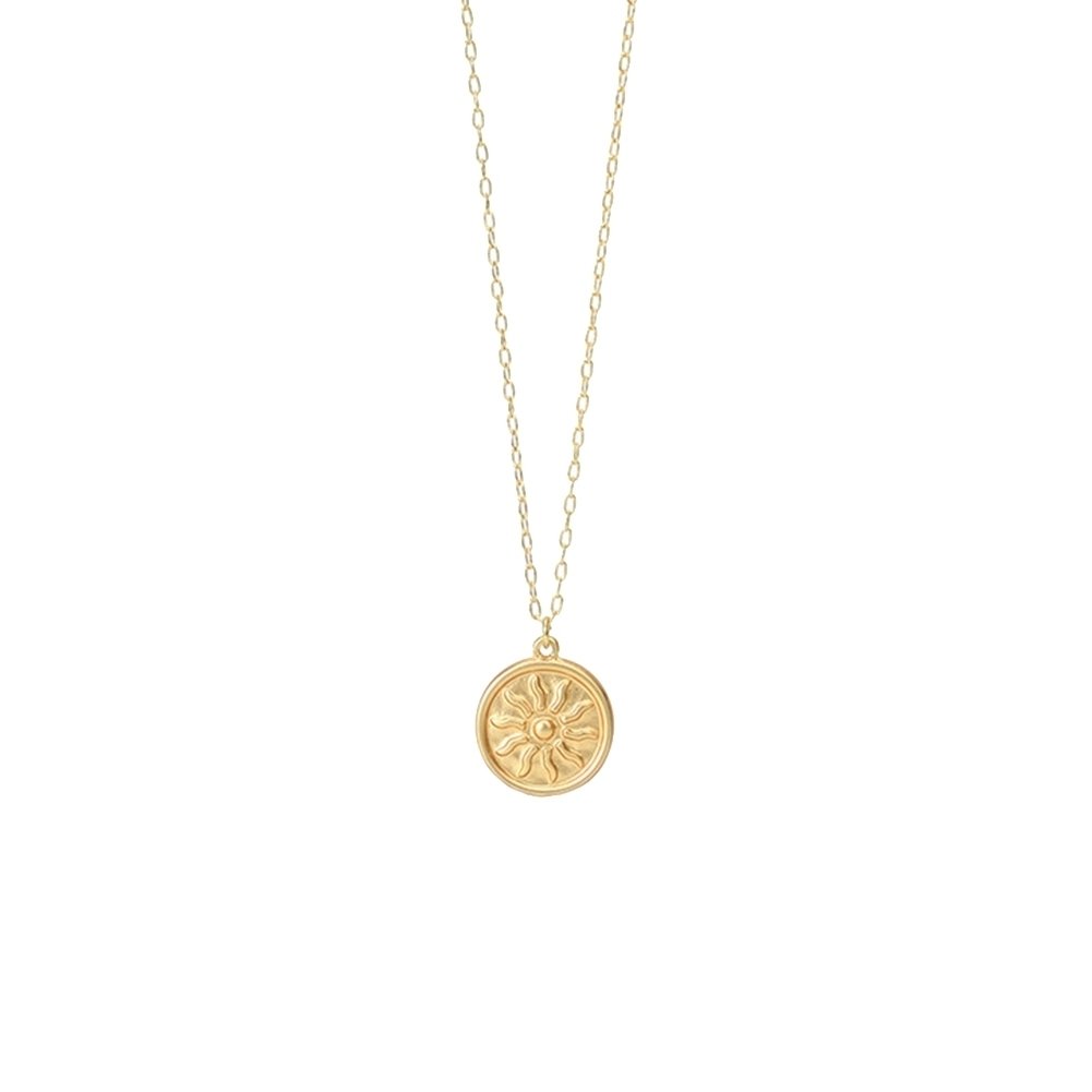 Round Coin Sun Pattern Pendant Necklace Women Party Chain Jewelry Birthday Gifts Image 9