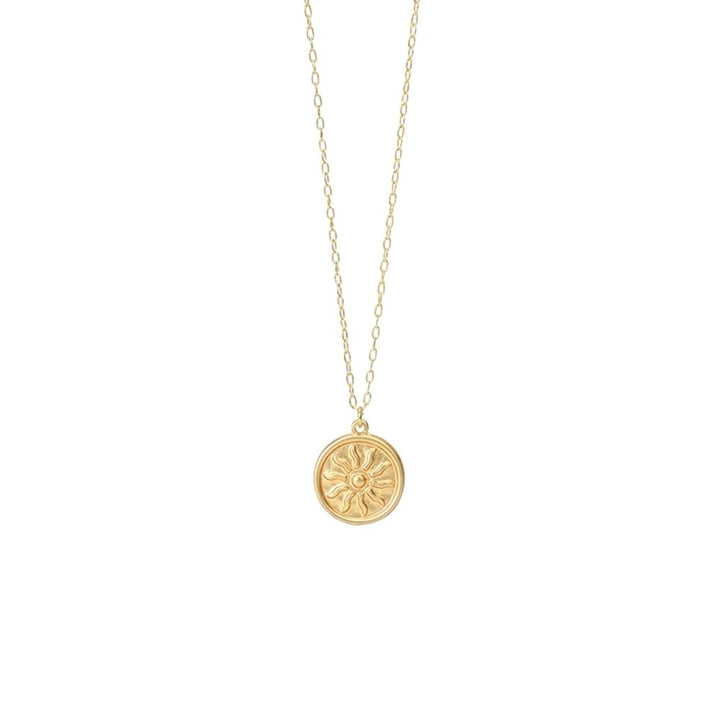 Round Coin Sun Pattern Pendant Necklace Women Party Chain Jewelry Birthday Gifts Image 9