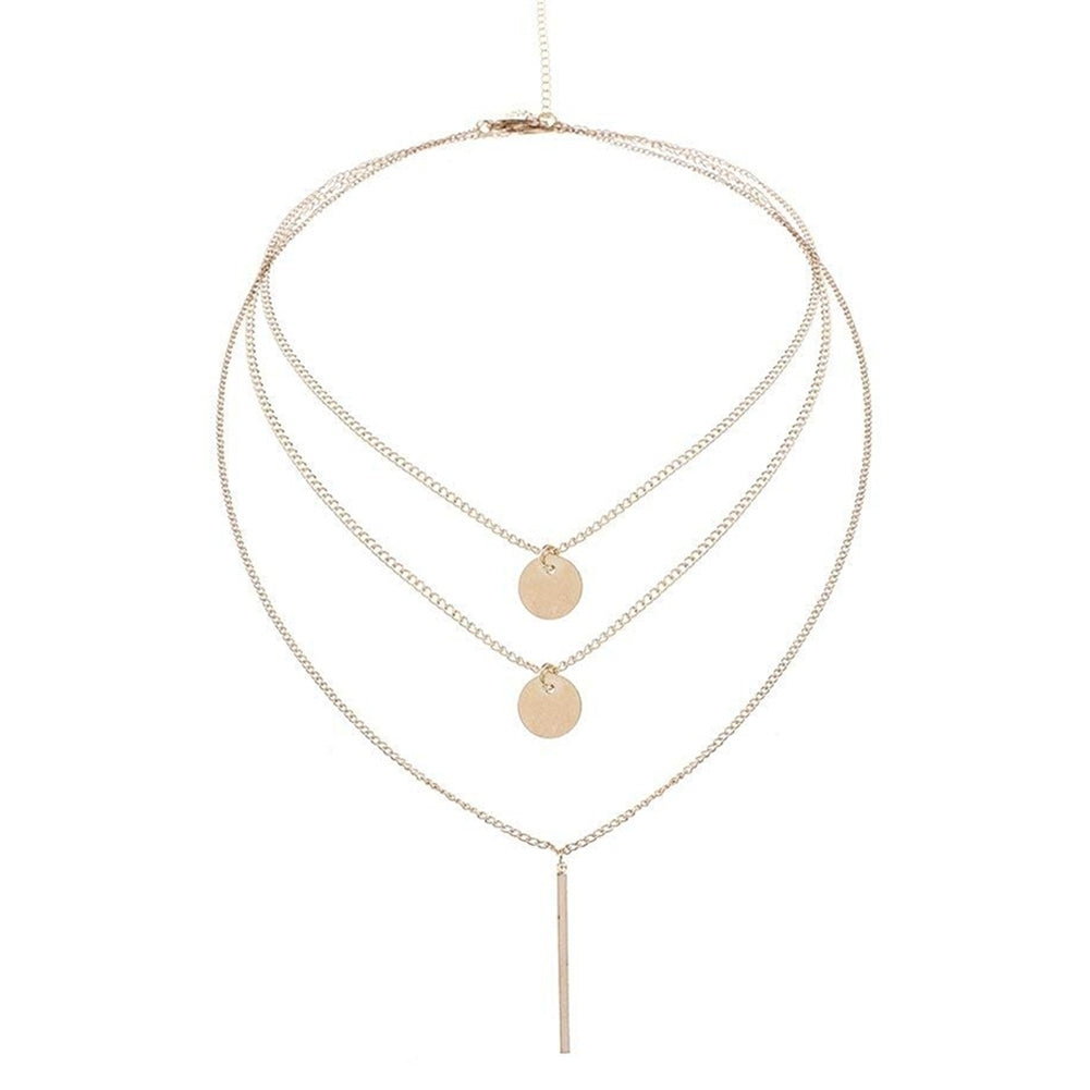 Bohemia Multi-layer Round Stick Pendant Women Necklace Choker Jewelry Charm Image 2