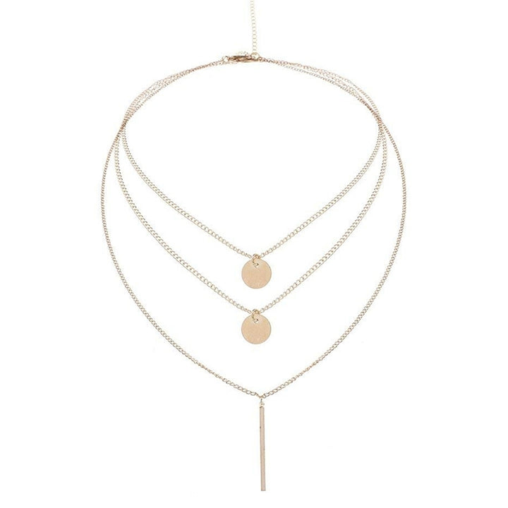 Bohemia Multi-layer Round Stick Pendant Women Necklace Choker Jewelry Charm Image 2