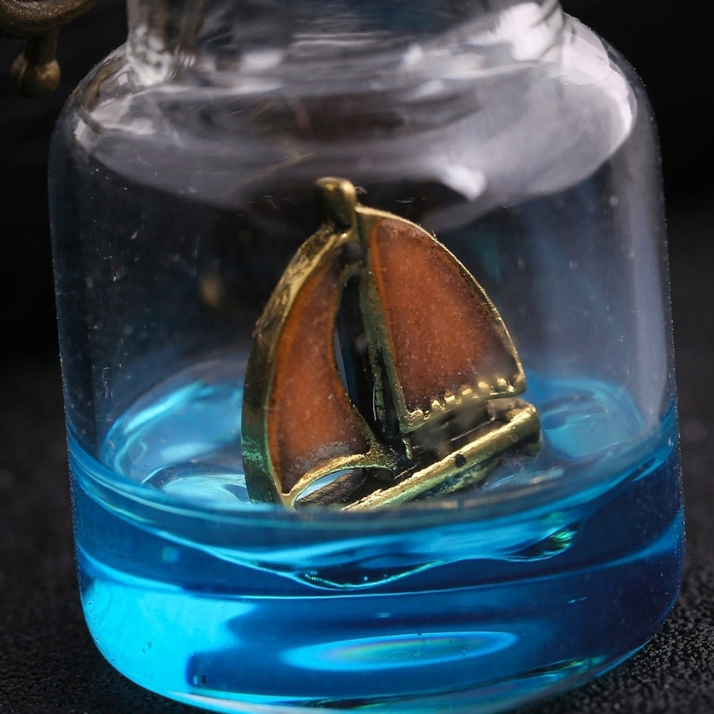 Luminous Night Sailboat Glass Drift Bottle Pendant Women Necklace Jewelry Gift Image 9