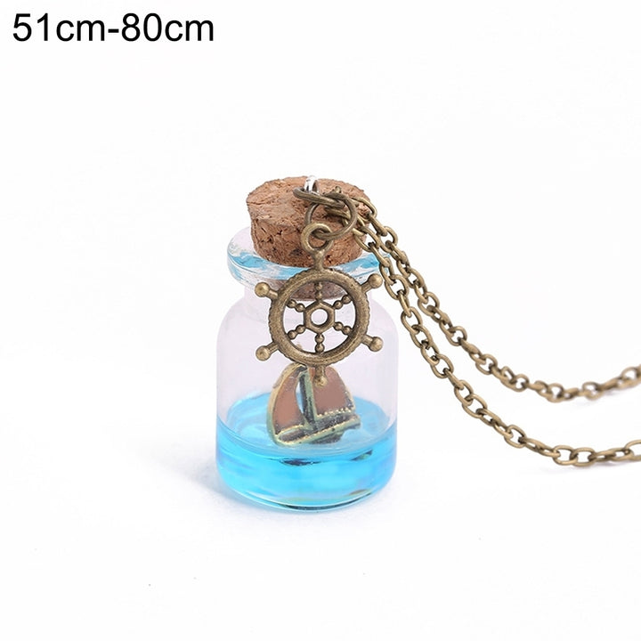 Luminous Night Sailboat Glass Drift Bottle Pendant Women Necklace Jewelry Gift Image 10