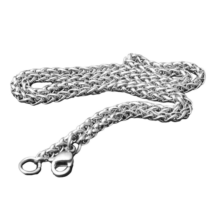 Men Braided Wheat Shape Stainless Steel Chain Necklace DIY Jewelry Accessory Image 1