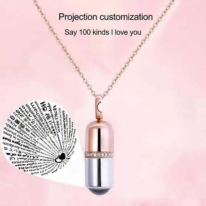 Creative Capsule Pendant 100 Languages I LOVE YOU Carved Necklace Valentine Gift Image 1