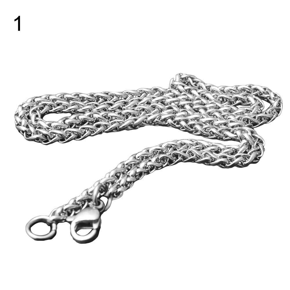 Men Braided Wheat Shape Stainless Steel Chain Necklace DIY Jewelry Accessory Image 2