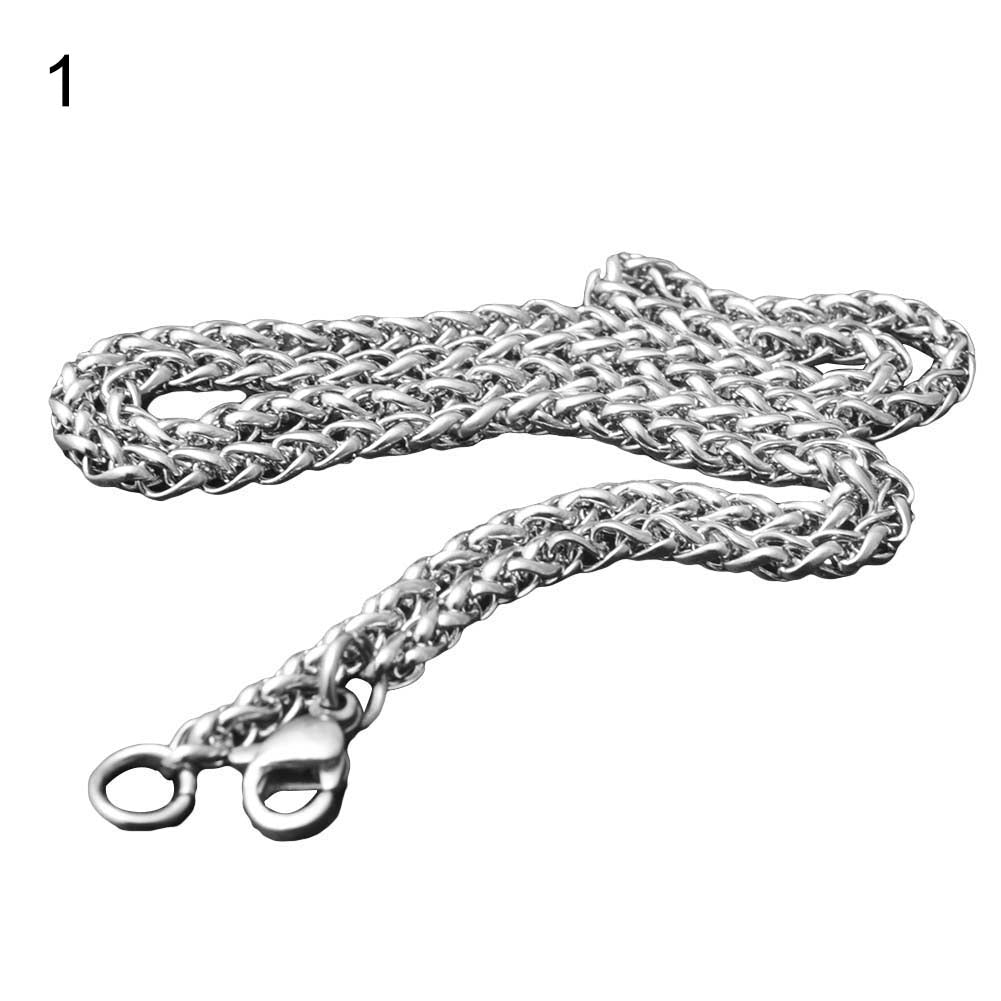 Men Braided Wheat Shape Stainless Steel Chain Necklace DIY Jewelry Accessory Image 2