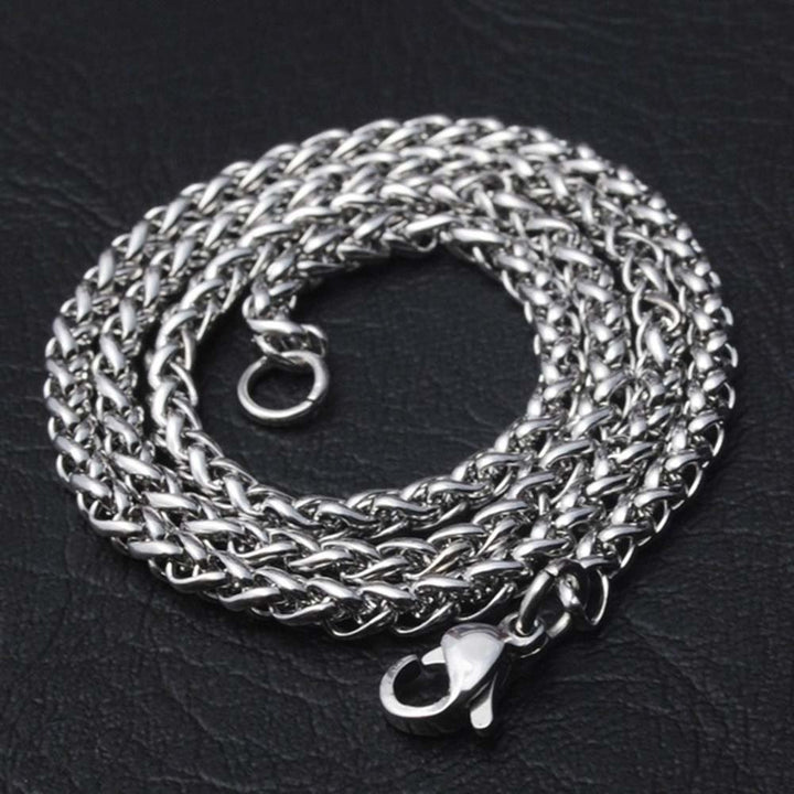 Men Braided Wheat Shape Stainless Steel Chain Necklace DIY Jewelry Accessory Image 3