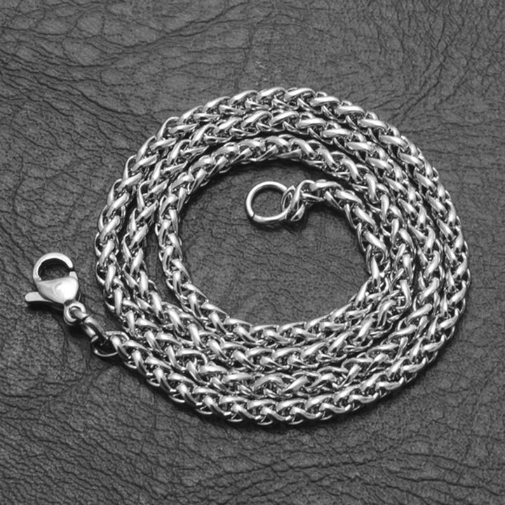 Men Braided Wheat Shape Stainless Steel Chain Necklace DIY Jewelry Accessory Image 4