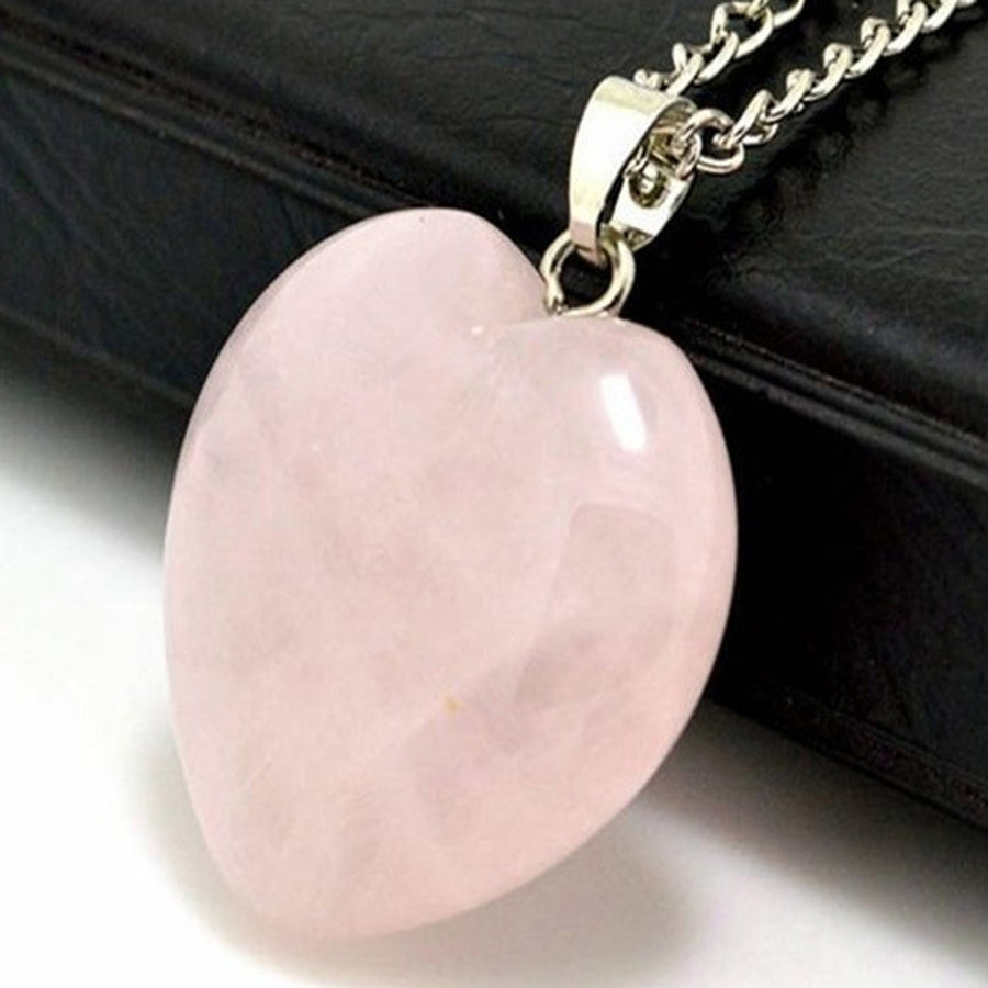 Fashion Heart Natural Stone Pendant Necklace Women DIY Handmade Jewelry Gift Image 1