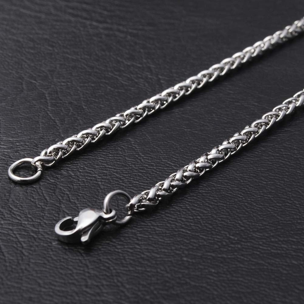 Men Braided Wheat Shape Stainless Steel Chain Necklace DIY Jewelry Accessory Image 10