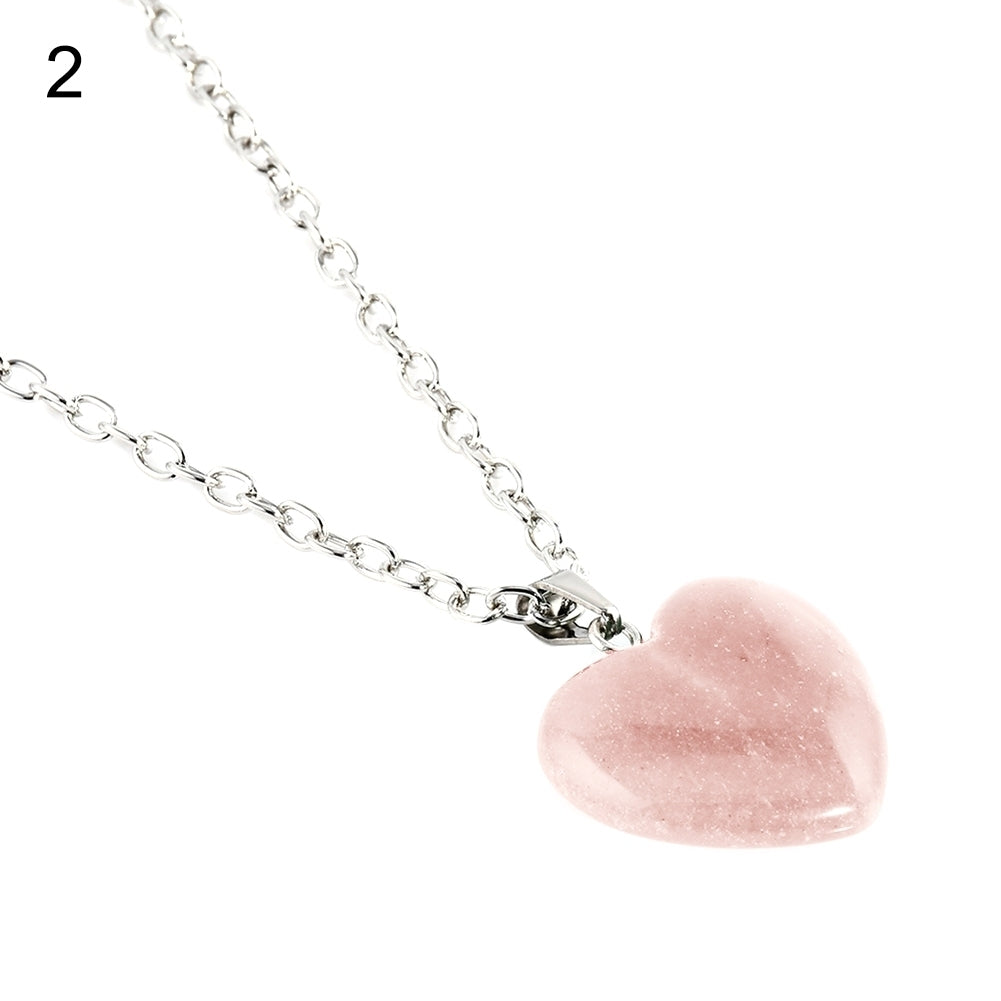 Fashion Heart Natural Stone Pendant Necklace Women DIY Handmade Jewelry Gift Image 3