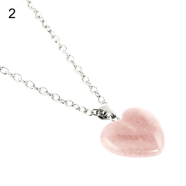 Fashion Heart Natural Stone Pendant Necklace Women DIY Handmade Jewelry Gift Image 3