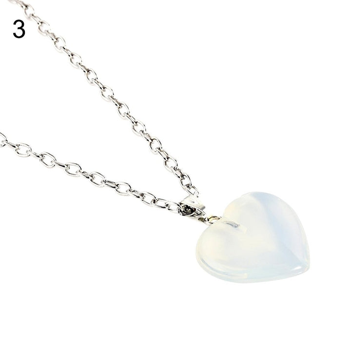 Fashion Heart Natural Stone Pendant Necklace Women DIY Handmade Jewelry Gift Image 4