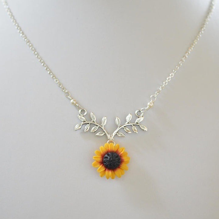 Fashion Women Faux Pearl Sunflower Leaf Branch Twig Pendant Necklace Jewelry Image 6