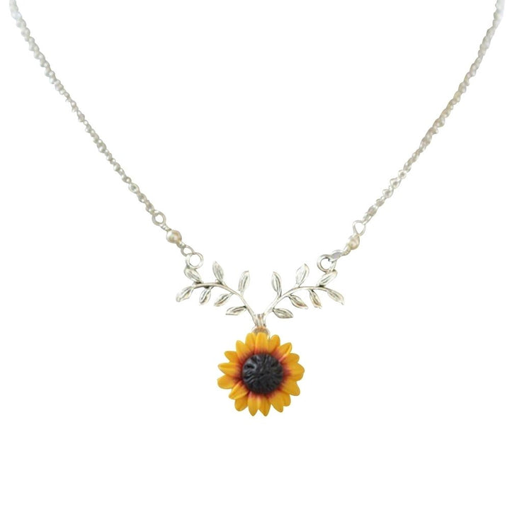 Fashion Women Faux Pearl Sunflower Leaf Branch Twig Pendant Necklace Jewelry Image 9