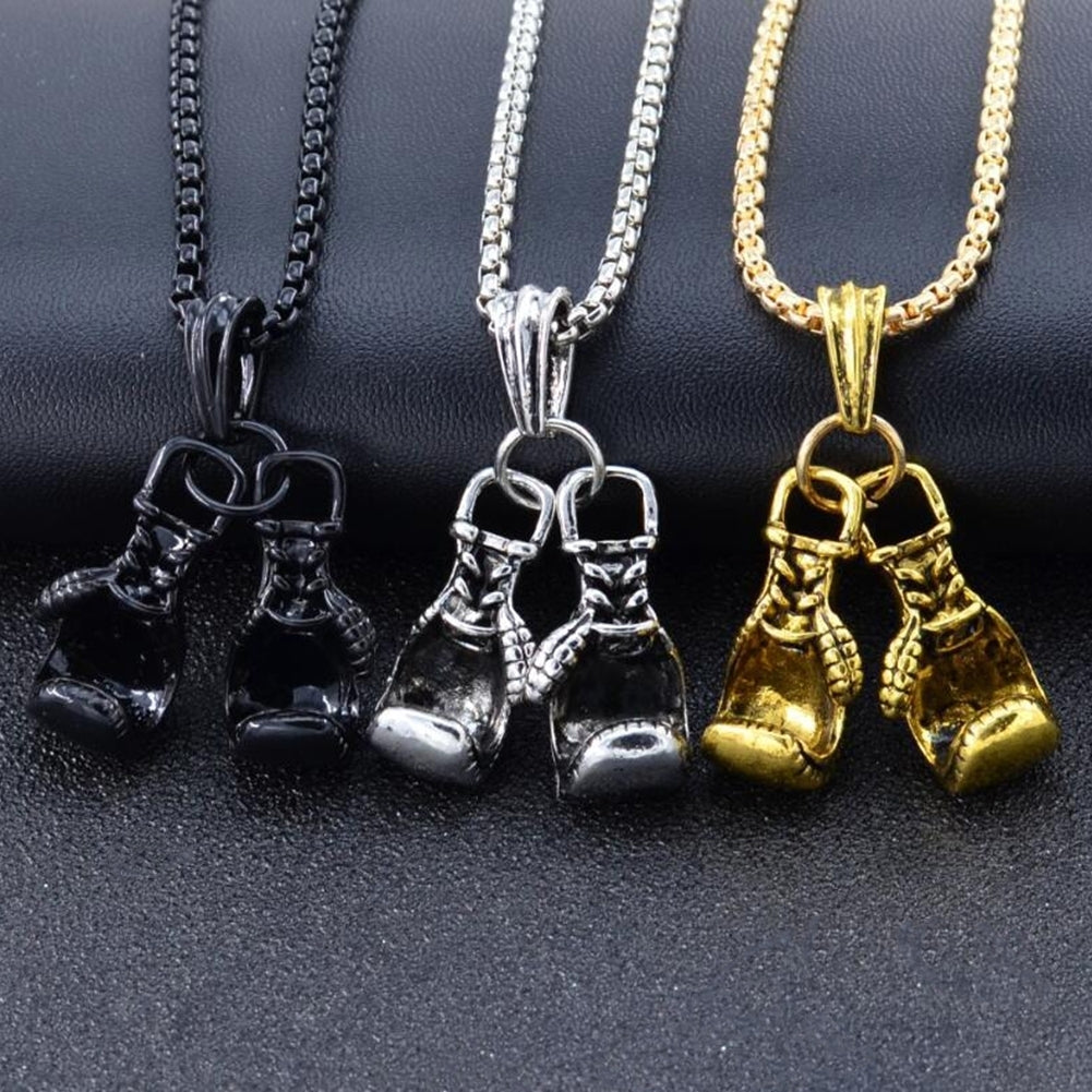 Fashion Men Boxing Glove Pendant Chain Necklace Fitness Sports Jewelry Gift Image 1